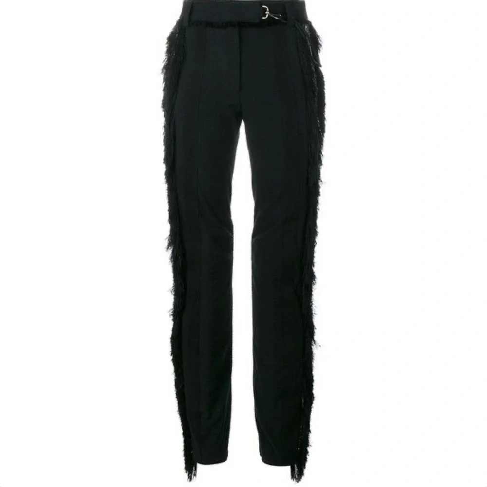 Paco Rabanne S/S 2016 Searsucker Striped Fringe Trim Straight Leg Pants, EU 40 - Picture 12 of 13